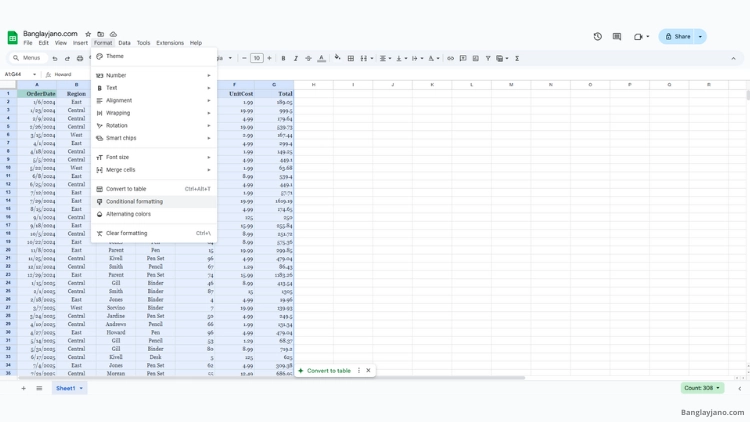 Conditional Formatting অপশন
